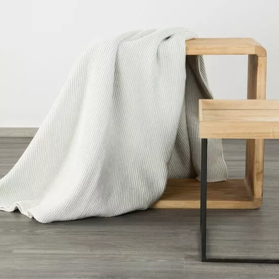 Koc na fotel bawełniany 70x160 AMBER kremowy o strukturze wafla Design 91