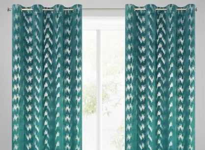 Zasłona na przelotkach 140x250 CHILL welwetowa turkusowa ze srebrnym nadrukiem