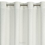 Zasłona na przelotkach 140x250 OLETA zaciemniająca typu dimout biała z geometrycznym szampańskim nadrukiem - 4