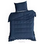 Pościel satynowa 160x200 VERA jednokolorowa gładka granatowa w prążki - 4
