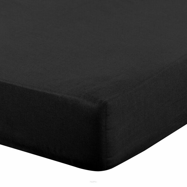Prześcieradło z bawełny renforce z gumką 220x200 czarne BASIC
