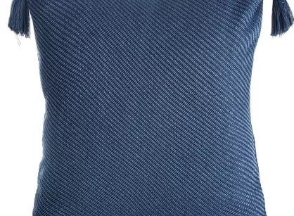 Poszewka dekoracyjna 45x45 POLY 5 granatowa jednokolorowa z pomponami