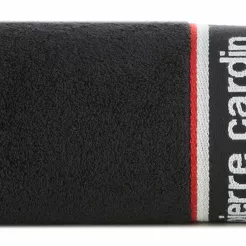 Ręcznik KARL 50x90 KARL Pierre Cardin czarny zdobiony kontrastową bordiurą z napisami Pierre Cardin