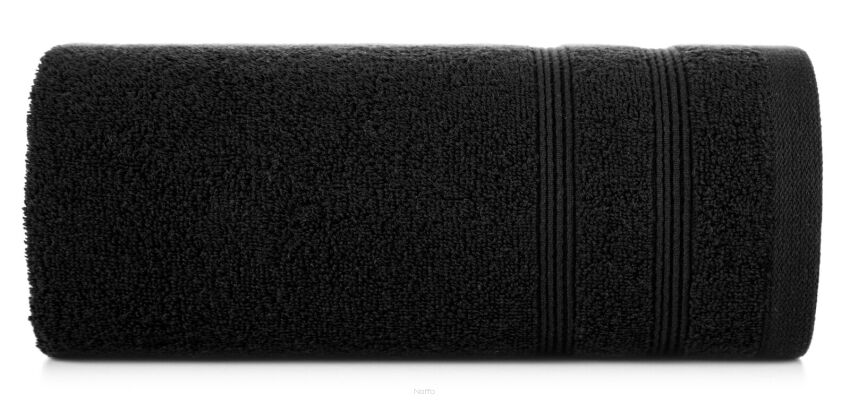 Ręcznik bawełniany 30x50 ALINE czarny z wypukłą tkaną bordiurą