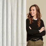 Firana gotowa na taśmie 140x270 ILARIA biała z szyfonu z szampańskim nadrukiem marmurku - 2