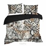 Pościel z makosatyny 160x200 EVA 20 Eva Minge jasnobrązowa z wzorem zwierzęcym i napisami z kolekcji Premium - 3