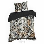 Pościel z makosatyny 160x200 EVA 20 Eva Minge jasnobrązowa z wzorem zwierzęcym i napisami z kolekcji Premium - 4