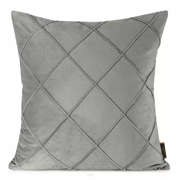 Poszewka welwetowa 45x45 NALA 2 srebrna przeszywana w geometryczny wzór rombów