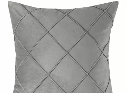 Poszewka welwetowa 45x45 NALA 2 srebrna przeszywana w geometryczny wzór rombów