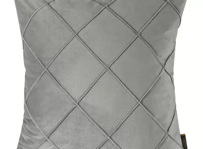 Poszewka welwetowa 45x45 NALA 2 srebrna przeszywana w geometryczny wzór rombów