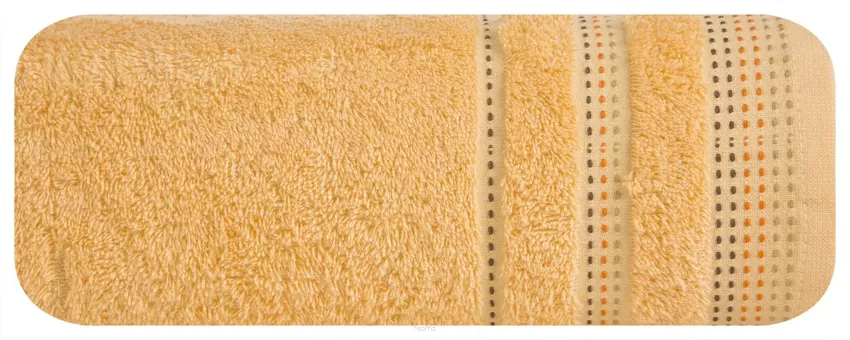Ręcznik 70x140 POLA morelowy z kolorową bordiurą zakończoną stebnowaniem 500 g/m2