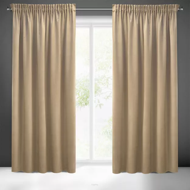 Zasłona gotowa na taśmie 140x270 SIBEL welwetowa Pierre Cardin cappuccino jednokolorowa 