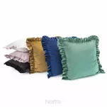 Poszewka welwetowa 45x45 jednokolorowa VELVET 25 ciemna mięta z falbanami - 4