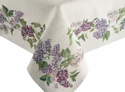 Obrus gobelinowy 140x180 1424 naturalny z nadrukiem kwiatów bzu