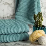 Ręcznik bawełniany 70x140 SAMMY biały puszysty Zero Twist w prążki - 5