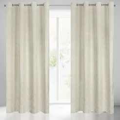 Zasłona na przelotkach 140x250 ARETA welwetowa kremowa ze srebrno złotym nadrukiem w stylu boho
