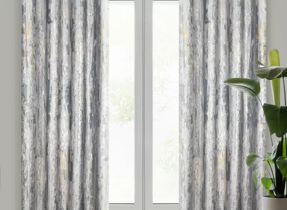 Zasłona gotowa na przelotkach 140x250 GRACE welwetowa srebrna z metalicznym nadrukiem
