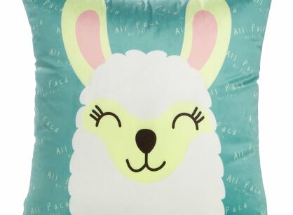 Poszewka welwetowa 45x45 KIDS 2B dziecięca turkusowa z wzorem lamy