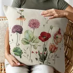 Poszewka gobelinowa 45x45 1239 popielata z wzorem kwiatów polnych - 3