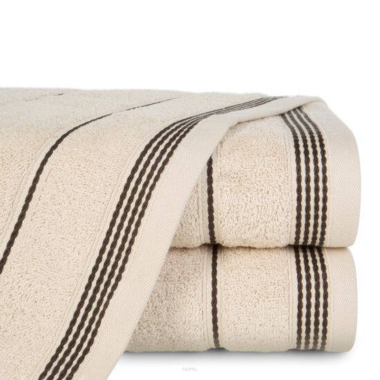 Ręcznik bawełniany 30x50 MIRA beżowy zdobiony bordiurą w pasy