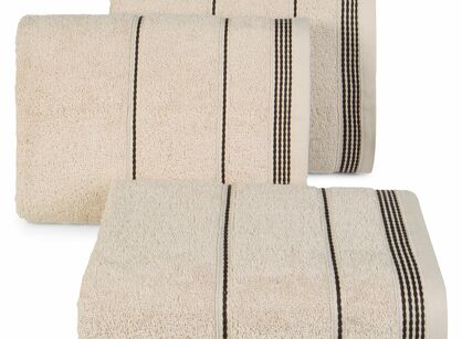 Ręcznik bawełniany 30x50 MIRA beżowy zdobiony bordiurą w pasy