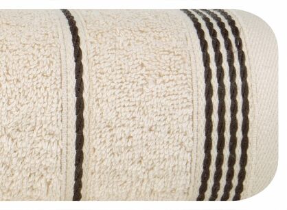 Ręcznik bawełniany 30x50 MIRA beżowy zdobiony bordiurą w pasy