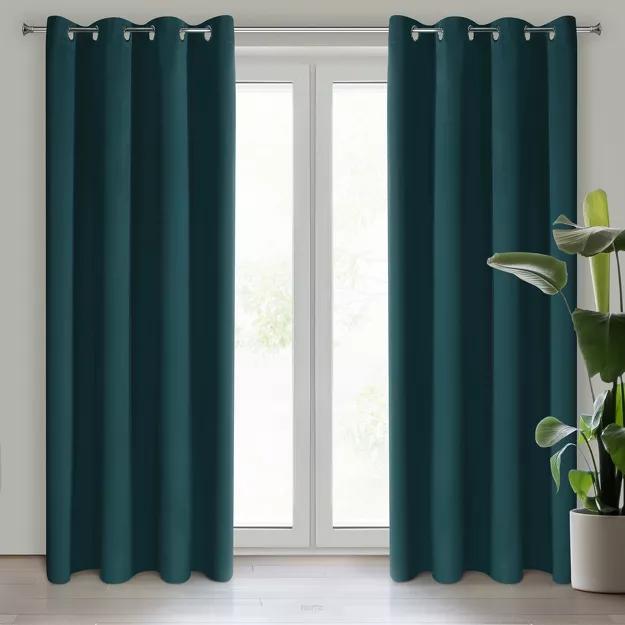 Zasłona na przelotkach 135x250 LOGAN zaciemniająca petrol jednokolorowa z półmatowej tkaniny