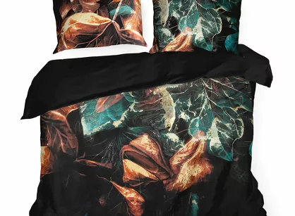 Pościel z makosatyny 160x200 EVA 16 Eva Minge czarna z designerskim wzorem z kolekcji Premium