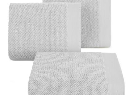 Ręcznik bawełniany 30x50 RISO srebrny o ryżowej strukturze z gładką bordiurą