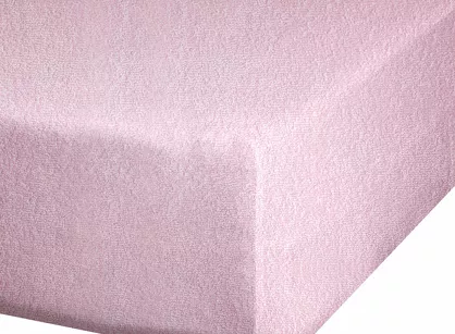 Prześcieradło z bawełny frotte z gumką pudrowe 140x200 Design 91