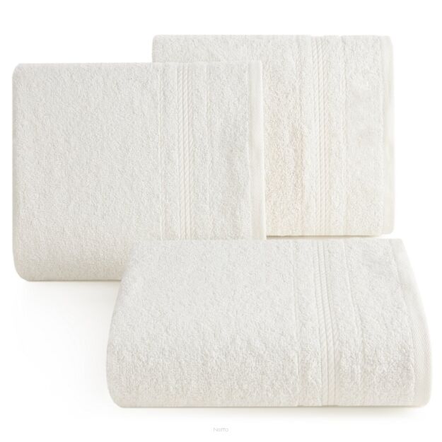 Ręcznik 70x140 ELMA kremowy z delikatną żakardową bordiurą w tonacji ręcznika