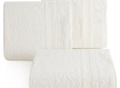 Ręcznik 70x140 ELMA kremowy z delikatną żakardową bordiurą w tonacji ręcznika