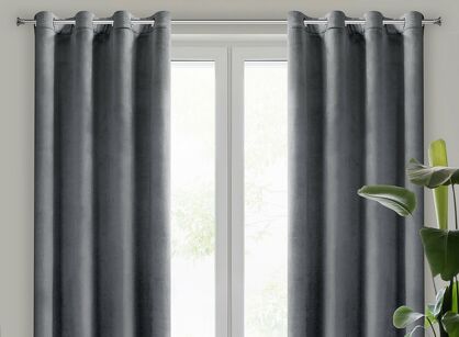 Zasłona na przelotkach 140x250 MELANIE welwetowa grafitowa o aksamitnej strukturze
