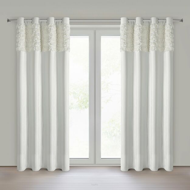 Zasłona na przelotkach 140x250 ROSES 13 Eva Minge welwetowa kremowa aplikacja róż 3D