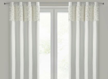 Zasłona na przelotkach 140x250 ROSES 13 Eva Minge welwetowa kremowa aplikacja róż 3D