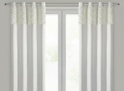 Zasłona na przelotkach 140x250 ROSES 13 Eva Minge welwetowa kremowa aplikacja róż 3D