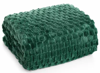 Koc 170x210 CINDY 6 ciemna zieleń puszysty w drobny wzór Design 91