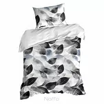 Pościel satynowa 160x200 SPRING 75 biała grafitowa z wzorem roślinnym z kolekcji Classic - 5