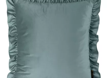 Poszewka welwetowa 60x60 jednokolorowa BRENDA niebieska z falbanami