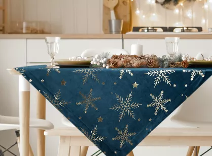 Nakładka świąteczna 85x85 11A welwetowa granatowa w śnieżynki