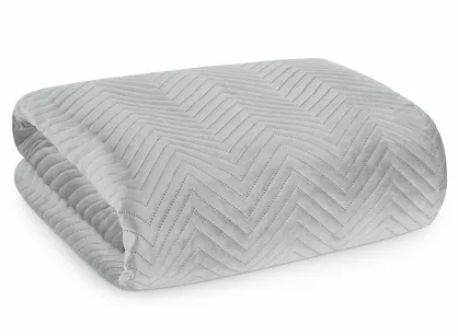 Narzuta welwetowa 220x240 SOFIA srebrna pikowana w gęstą jodełkę