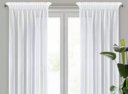 Firana na taśmie 140x270 MIREA biała błyszcząca półtransparentna