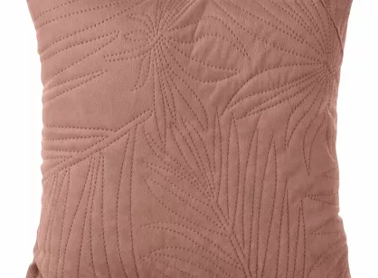 Poszewka welwetowa 40x40 LUIZ 4 różowa pikowana we wzór liści plamy Design 91