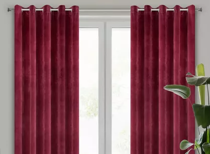 Zasłona na przelotkach 140x250 VILLA welwetowa bordowa o aksamitnej strukturze