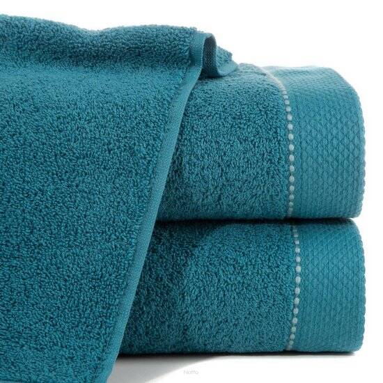 Ręcznik bawełniany 50x90 DAISY turkusowy z bordiurą z kontrastowym przeszyciem