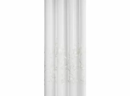 Firana na przelotkach 140x250 ESTELLA biała z etaminy ze srebrnym motywem roślinnym