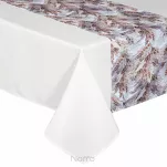 Obrus 140x220 z bieżnikiem 33x220 ANITA 4 biały z wzorem trawy pampasowej - 4