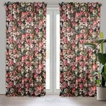 Zasłona na taśmie 140x270 PEONIA bordowa z wzorem kwiatów piwonii efekt 3D - 5