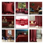 Zasłona na taśmie 140x270 PEONIA bordowa z wzorem kwiatów piwonii efekt 3D - 16