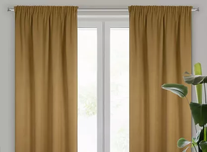 Zasłona na taśmie 130x300 CARLO zaciemniająca typu blackout miodowa z tkaniny strukturalnej